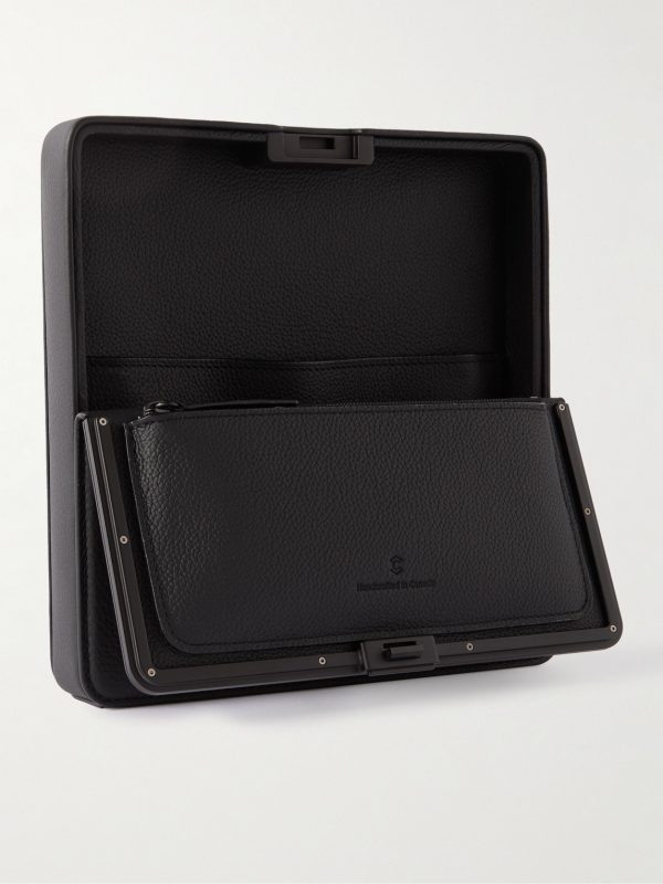 Logo-Print Full-Grain Leather Travel Wallet - E1 Logo-Print Full-Grain Leather Travel Wallet - E1