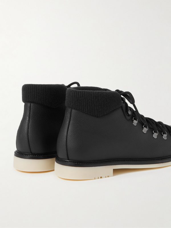 Laax Walk Baby Cashmere-Trimmed Textured-Leather Hiking Boots - BK Laax Walk Baby Cashmere-Trimmed Textured-Leather Hiking Boots - BK