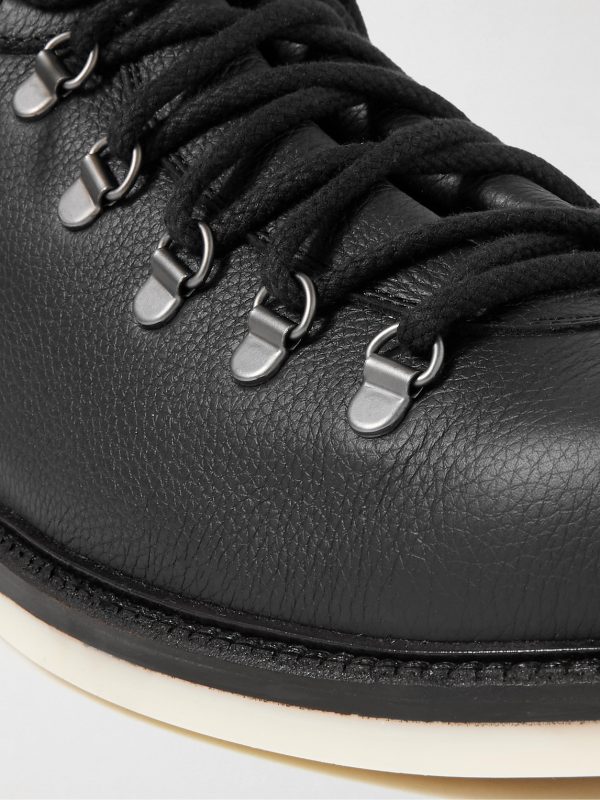 Laax Walk Baby Cashmere-Trimmed Textured-Leather Hiking Boots - CU Laax Walk Baby Cashmere-Trimmed Textured-Leather Hiking Boots - CU