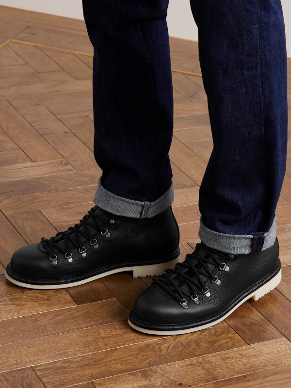 Laax Walk Baby Cashmere-Trimmed Textured-Leather Hiking Boots - E1 Laax Walk Baby Cashmere-Trimmed Textured-Leather Hiking Boots - E1
