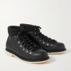 Laax Walk Baby Cashmere-Trimmed Textured-Leather Hiking Boots - FR Laax Walk Baby Cashmere-Trimmed Textured-Leather Hiking Boots - FR