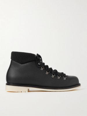 Laax Walk Baby Cashmere-Trimmed Textured-Leather Hiking Boots