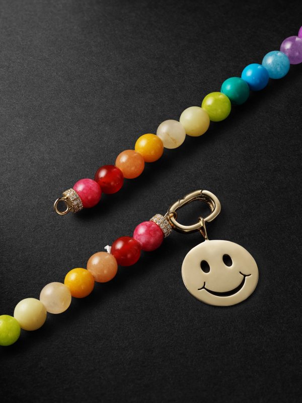 Gold Diamond Beaded Pendant Necklace - BK