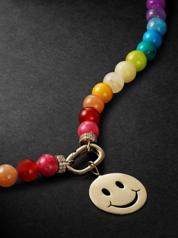 Gold Diamond Beaded Pendant Necklace - CU