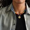 Gold Diamond Beaded Pendant Necklace - FR