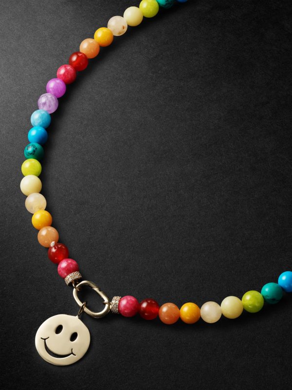 Gold Diamond Beaded Pendant Necklace