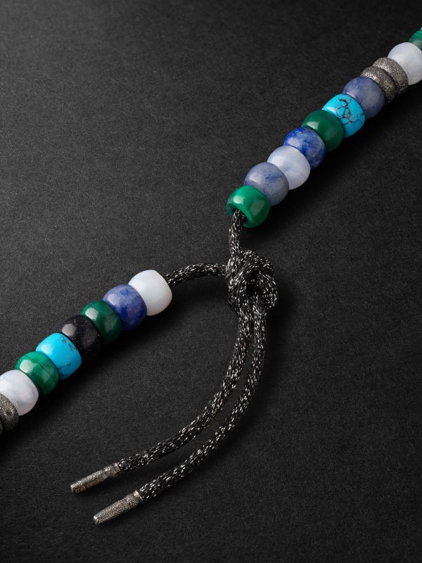Portofino Forte Beads White and Blackened Gold Multi-Stone Necklace - BK Portofino Forte Beads White and Blackened Gold Multi-Stone Necklace - BK