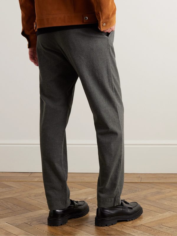 Straight-Leg Checked Cotton-Blend Hopsack Drawstring Trousers - BK Straight-Leg Checked Cotton-Blend Hopsack Drawstring Trousers - BK
