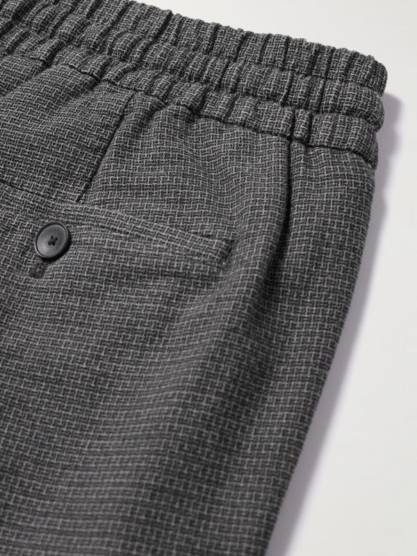 Straight-Leg Checked Cotton-Blend Hopsack Drawstring Trousers - CU Straight-Leg Checked Cotton-Blend Hopsack Drawstring Trousers - CU