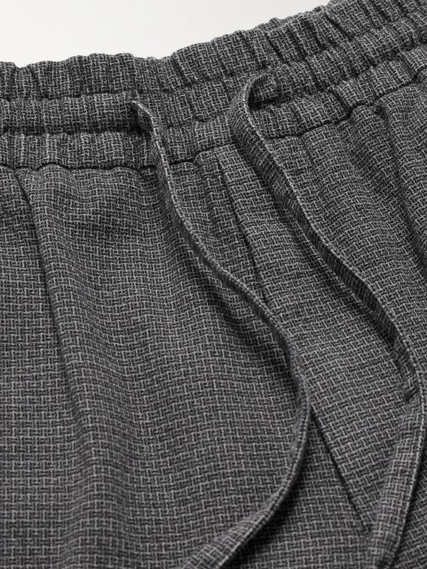 Straight-Leg Checked Cotton-Blend Hopsack Drawstring Trousers - E1 Straight-Leg Checked Cotton-Blend Hopsack Drawstring Trousers - E1
