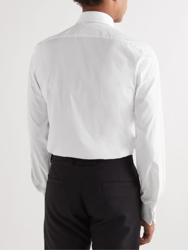 Double-Cuff Cotton-Piqué Tuxedo Shirt - BK