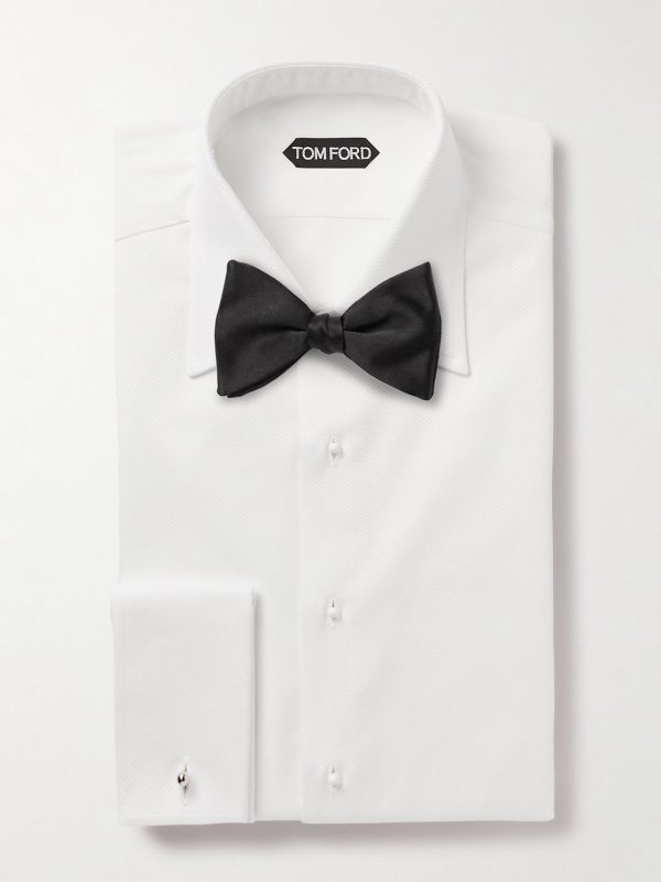 Double-Cuff Cotton-Piqué Tuxedo Shirt - E1