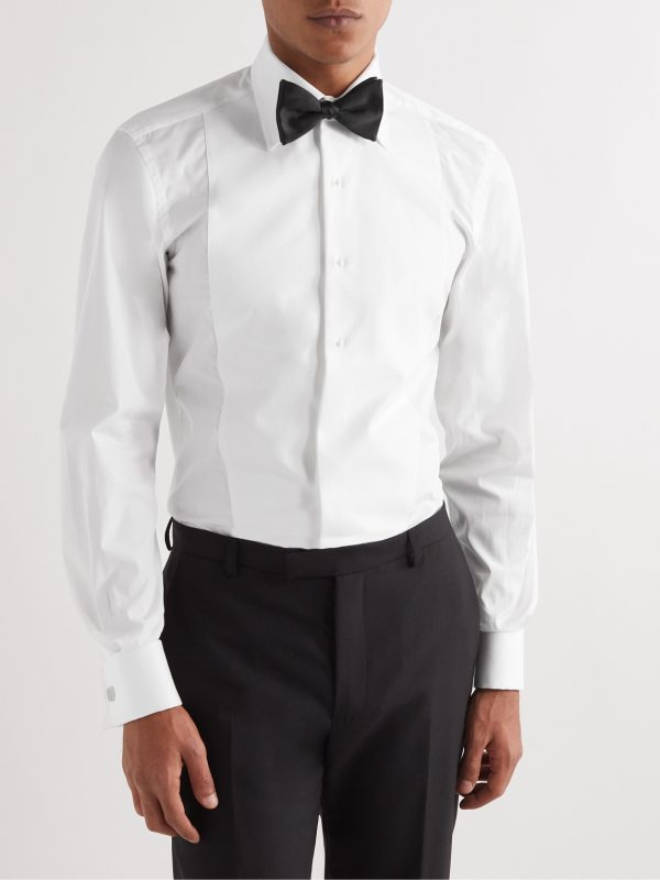 Double-Cuff Cotton-Piqué Tuxedo Shirt - FR