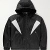 Faux Fur-Trimmed Padded Monogrammed Shell Hooded Jacket