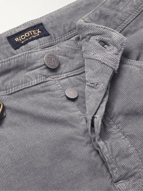 Slim-Fit Stretch Cotton-Blend Corduroy Trousers - E1