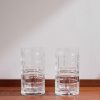 Hudson Plaid Set of Two Highball Crystal Glasses
