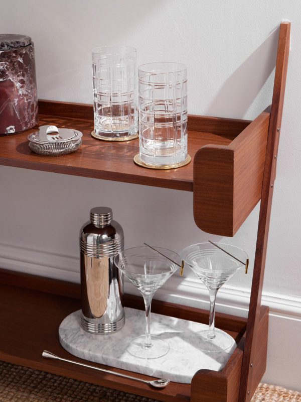 Hudson Plaid Set of Two Highball Crystal Glasses - OU