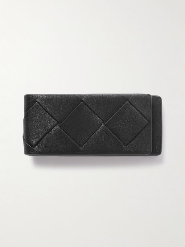 Intrecciato Full-Grain Leather Money Clip