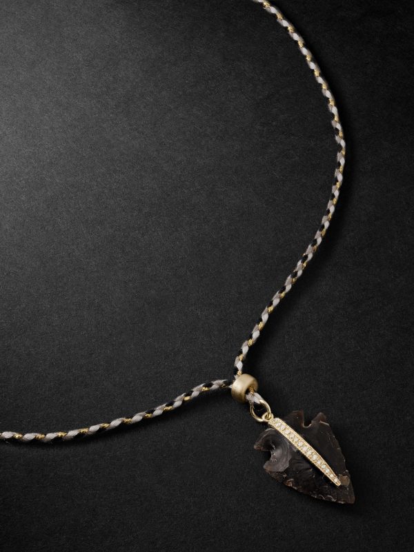 Arrowhead Gold, Cord and Diamond Necklace