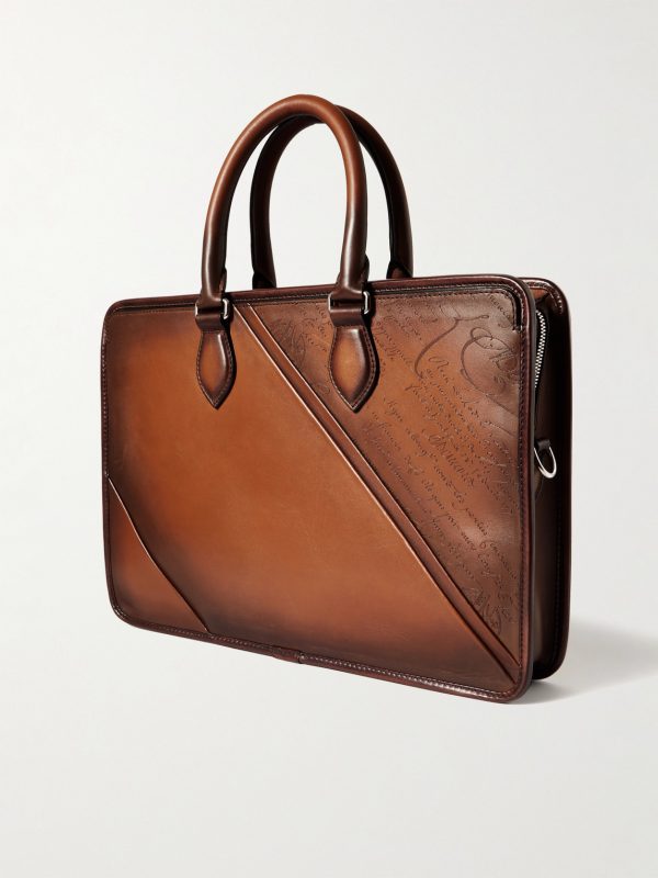 Un Jour Mini Scritto Leather Briefcase - BK Un Jour Mini Scritto Leather Briefcase - BK