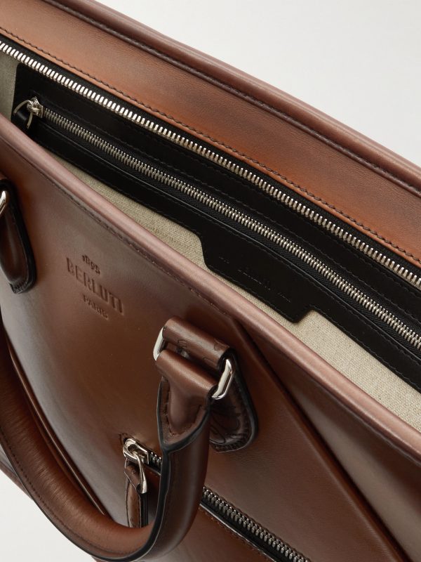 Un Jour Mini Scritto Leather Briefcase - E1 Un Jour Mini Scritto Leather Briefcase - E1