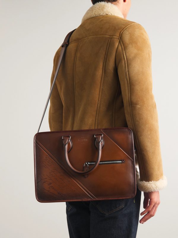 Un Jour Mini Scritto Leather Briefcase - OU Un Jour Mini Scritto Leather Briefcase - OU