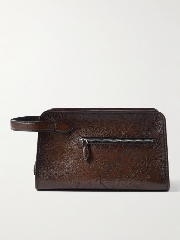 Morning Debossed Full-Grain Venezia Leather Wash Bag Morning Debossed Full-Grain Venezia Leather Wash Bag