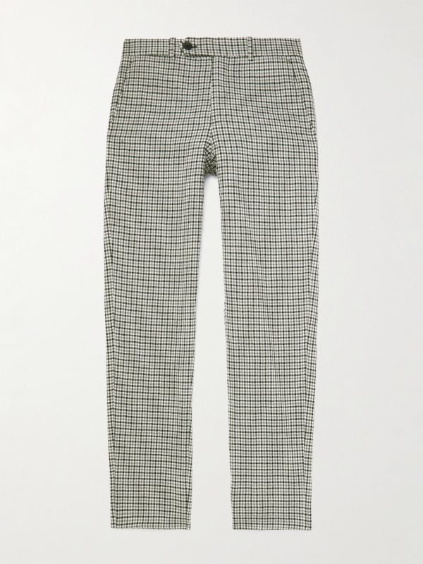 Phillip Straight-Leg Checked Cotton and Wool-Blend Trousers Phillip Straight-Leg Checked Cotton and Wool-Blend Trousers