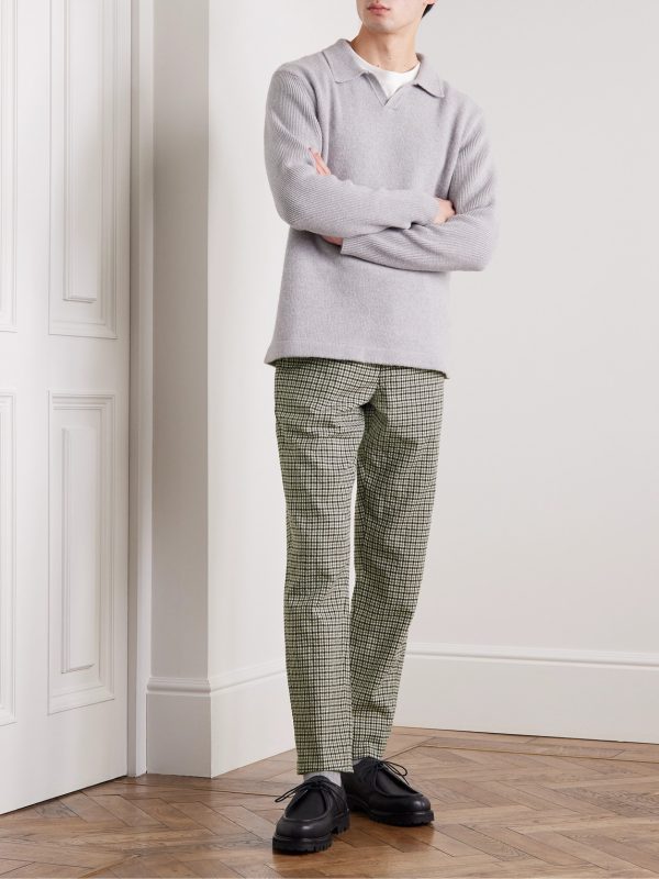 Phillip Straight-Leg Checked Cotton and Wool-Blend Trousers - OU Phillip Straight-Leg Checked Cotton and Wool-Blend Trousers - OU