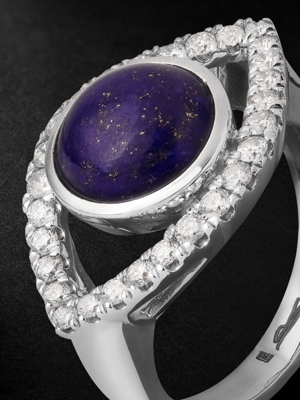 Eye Large White Gold Lapis Lazuli and Diamond Ring - CU