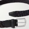 3.5cm Leather-Trimmed Woven Elastic Belt - E1 3.5cm Leather-Trimmed Woven Elastic Belt - E1