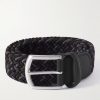 3.5cm Leather-Trimmed Woven Elastic Belt 3.5cm Leather-Trimmed Woven Elastic Belt