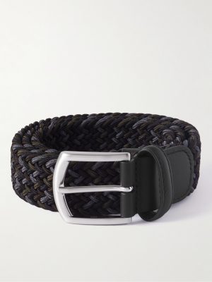 3.5cm Leather-Trimmed Woven Elastic Belt 3.5cm Leather-Trimmed Woven Elastic Belt