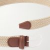 3.5cm Leather-Trimmed Woven Elastic Belt - CU 3.5cm Leather-Trimmed Woven Elastic Belt - CU
