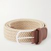 3.5cm Leather-Trimmed Woven Elastic Belt 3.5cm Leather-Trimmed Woven Elastic Belt