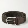 3.5cm Leather-Trimmed Woven Elastic Belt 3.5cm Leather-Trimmed Woven Elastic Belt