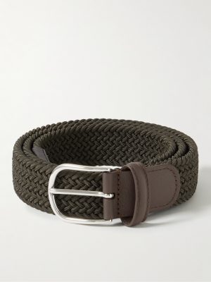 3.5cm Leather-Trimmed Woven Elastic Belt 3.5cm Leather-Trimmed Woven Elastic Belt