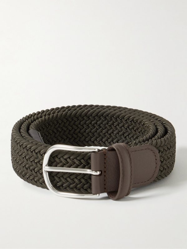 3.5cm Leather-Trimmed Woven Elastic Belt 3.5cm Leather-Trimmed Woven Elastic Belt