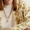 Gold, Wood and Diamond Beaded Pendant Necklace - FR Gold, Wood and Diamond Beaded Pendant Necklace - FR