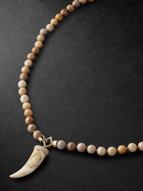 Gold, Wood and Diamond Beaded Pendant Necklace Gold, Wood and Diamond Beaded Pendant Necklace