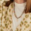 Gold, Snakeskin Jasper and Diamond Beaded Pendant Necklace - FR Gold, Snakeskin Jasper and Diamond Beaded Pendant Necklace - FR