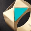 Pyramid Gold, Diamond and Turquoise Ring - CU Pyramid Gold, Diamond and Turquoise Ring - CU