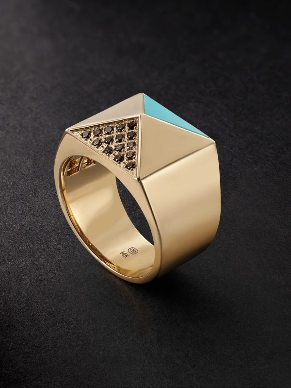 Pyramid Gold, Diamond and Turquoise Ring Pyramid Gold, Diamond and Turquoise Ring