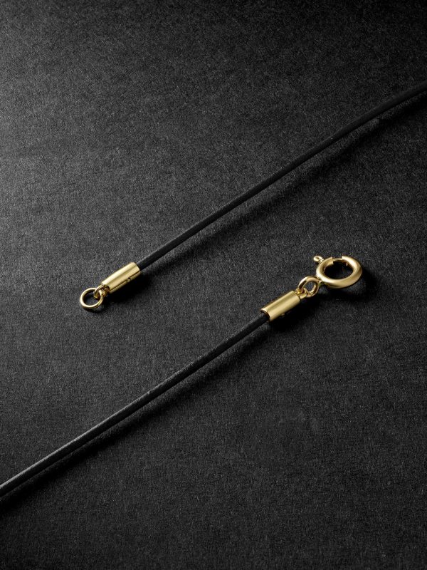 Oblong 18-Karat Gold, Leather and Lapis Lazuli Pendant Necklace - BK Oblong 18-Karat Gold, Leather and Lapis Lazuli Pendant Necklace - BK