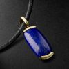 Oblong 18-Karat Gold, Leather and Lapis Lazuli Pendant Necklace - CU Oblong 18-Karat Gold, Leather and Lapis Lazuli Pendant Necklace - CU