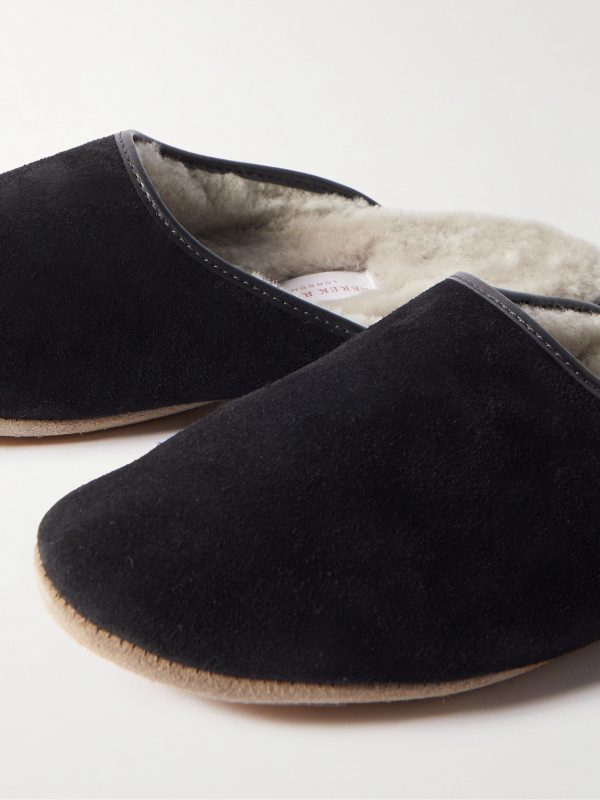 Douglas Leather-Trimmed Shearling-Lined Suede Slippers - CU Douglas Leather-Trimmed Shearling-Lined Suede Slippers - CU