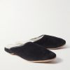 Douglas Leather-Trimmed Shearling-Lined Suede Slippers - FR Douglas Leather-Trimmed Shearling-Lined Suede Slippers - FR