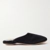 Douglas Leather-Trimmed Shearling-Lined Suede Slippers Douglas Leather-Trimmed Shearling-Lined Suede Slippers