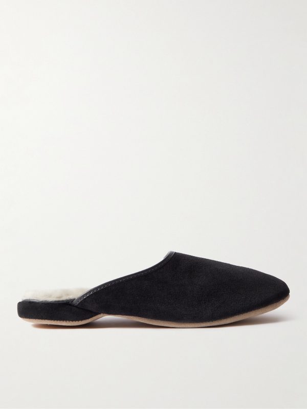 Douglas Leather-Trimmed Shearling-Lined Suede Slippers Douglas Leather-Trimmed Shearling-Lined Suede Slippers