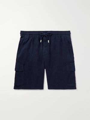 Straight-Leg Linen Drawstring Cargo Shorts